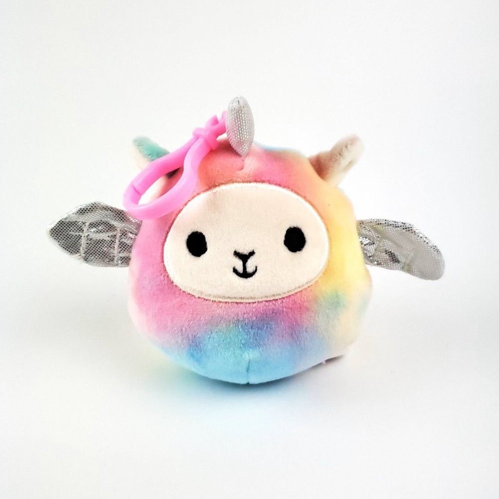 Squishmallows Kellytoy Lucy May 3.5" Clip On Tie Dye Llama Llamacorn Unicorn